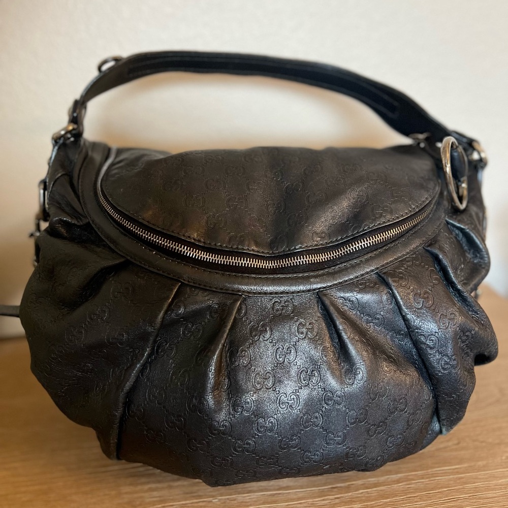 Pre-owned Large Guccissima Horsebit Shoulder Bag with Strap